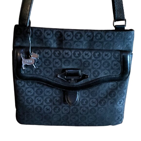 🇬🇧 RADLEY LONDON Small ziptop crossbody bag with geo dog print in black - Picture 8 of 9